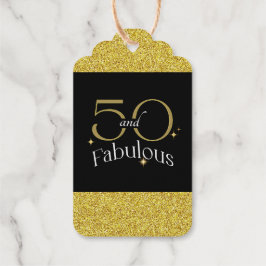 Modern Elegant 50 en Fabulous Zwart Wit Goud Cadeaulabels
