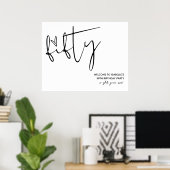 Modern Elegant 50ste verjaardag Welkomstbord Poster (Thuiskantoor)