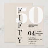 Modern Elegant 50ste Verjaardagsfeest Kaart (Voorkant / Achterkant)