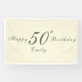  Modern Elegant 50th Birthday Party Spandoek (Horizontaal)