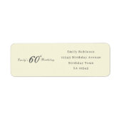 Modern Elegant 60th Birthday Address Etiket (Voorkant)
