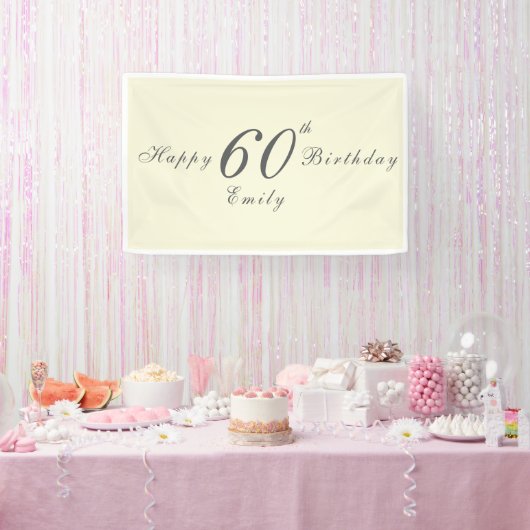 Modern Elegant 60th Birthday Party Spandoek (Feest)