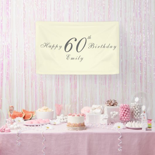 Modern Elegant 60th Birthday Party Spandoek (Feest)