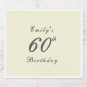 Modern Elegant 60th Birthday Party Sparkling Wijnetiket (Enkel label)