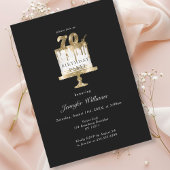 Modern, elegant 70 jaar, zwarte uitnodiging voor v