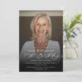 Modern Elegant 70th Birthday Party Photo Welcome Kaart (Staand voorkant)