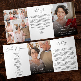 Modern Elegant 7 Photo Trifold Funeral Program Drieluik Programma