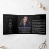 Modern Elegant 7 Photo Trifold Funeral Program Drieluik Programma (Binnen)