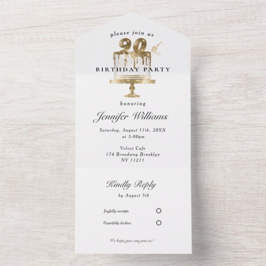 Modern, elegant 90. allemaal in één uitnodiging (Binnen)