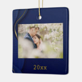 Modern Elegant Abstract Aangepast huwelijk foto Keramisch Ornament (Links)