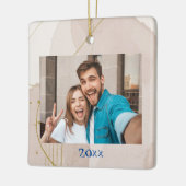 Modern Elegant Abstract Aangepast huwelijk foto Keramisch Ornament (Links)