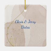 Modern Elegant Abstract Aangepast huwelijk foto Keramisch Ornament (Achterkant)