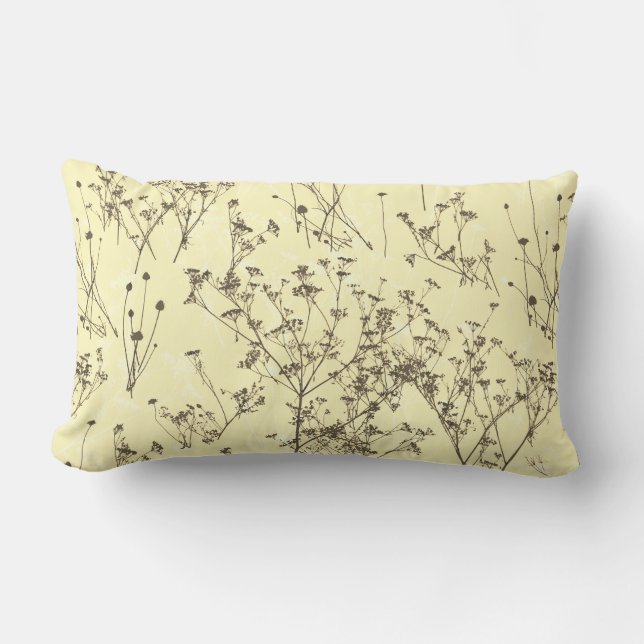 Modern Elegant Abstract Beige Cream Wildflower Kussen (Voorkant)