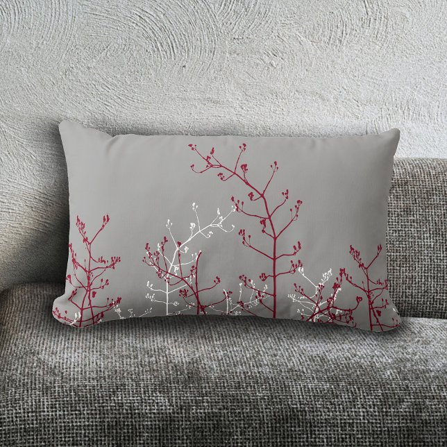 Modern Elegant Abstract Burgundy Flowers Grey Kussen (Creator heeft geüpload)