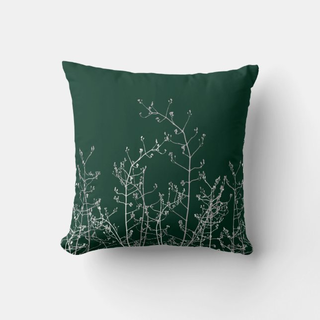 Modern Elegant Abstract Flowers Dark Emerald Green Kussen (Voorkant)