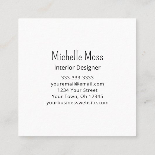 Modern Elegant Abstract Interior Designer Paars Vierkante Visitekaartje (Achterkant)