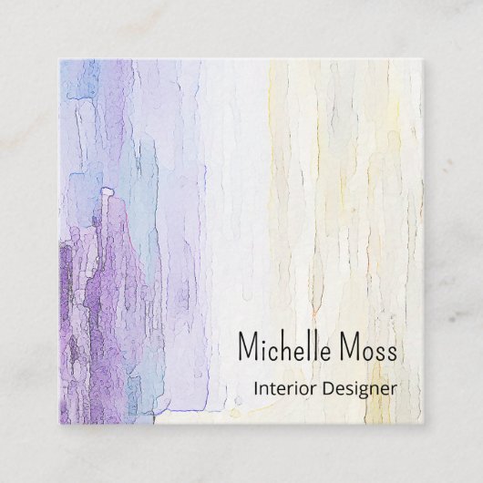 Modern Elegant Abstract Interior Designer Paars Vierkante Visitekaartje (Voorkant)