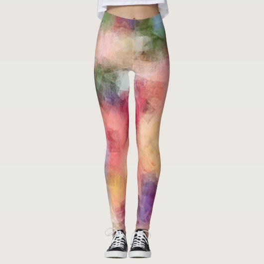 Modern Elegant Abstract Kunstontwerp Kleurrijk Leggings (Voorkant)