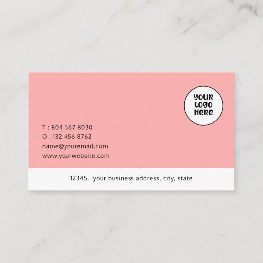 Modern elegant Abstract Visitekaartje met roze pin (Achterkant)