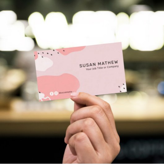 Modern elegant Abstract Visitekaartje met roze pin