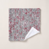 Modern Elegant Abstract Wildbloem Grijze Bourgogne Bad Handdoek (Wasdoekje)