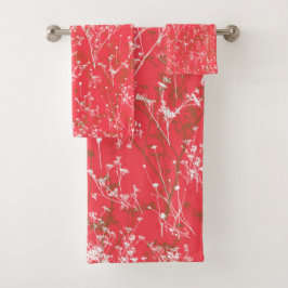 Modern Elegant Abstract Wildbloemen Koraal Roze Bad Handdoek