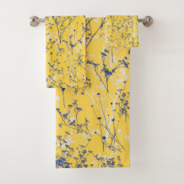 Modern Elegant Abstract Wildbloemen Mustard Yellow Bad Handdoek