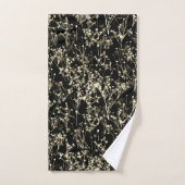 Modern Elegant Abstract Wildflower Zwart Beige Bad Handdoek (Handdoek)