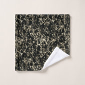 Modern Elegant Abstract Wildflower Zwart Beige Bad Handdoek (Wasdoekje)