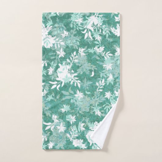Modern Elegant Abstracte Blauwgroen Marigold Flowe Bad Handdoek (Handdoek)