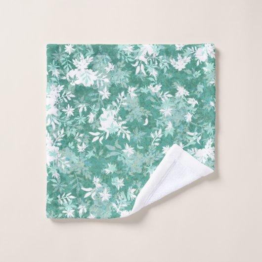 Modern Elegant Abstracte Blauwgroen Marigold Flowe Bad Handdoek (Wasdoekje)