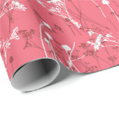 Modern Elegant Abstracte wilde bloemen op koraalro Cadeaupapier (Rol Hoek)