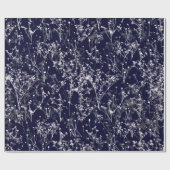 Modern Elegant Abstracte wilde bloemen op Navy Blu Cadeaupapier (Vlak)