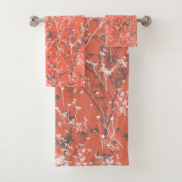 Modern Elegant Abstracte wilde bloemen Terracotta  Bad Handdoek