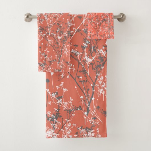 Modern Elegant Abstracte wilde bloemen Terracotta  Bad Handdoek (Insitu)