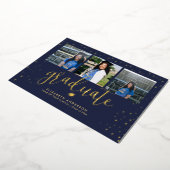 Modern Elegant Afstuderen 3 Foto Collage Afstudere Folie Uitnodiging (Gedraaid)