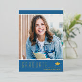 Modern Elegant Afstuderen Blue Photo Folie Kaart (Staand Voorkant)