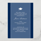 Modern Elegant Afstuderen Blue Photo Folie Kaart (Achterkant)