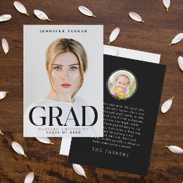 Modern Elegant Afstuderen Fotoportretnaam Zwart Aankondiging
