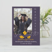 Modern Elegant Afstuderen gouden Pet Bedankt Scrip (Staand voorkant)
