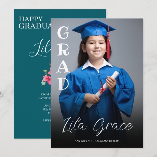 Modern Elegant Afstuderen Kaart (Voorkant / Achterkant)