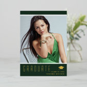 Modern Elegant Afstuderen Kaart groene foto Folie (Staand Voorkant)