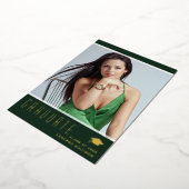 Modern Elegant Afstuderen Kaart groene foto Folie (Gedraaid)