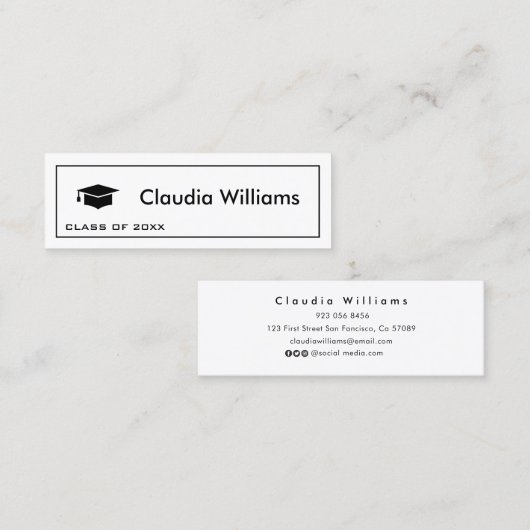 Modern Elegant Afstuderen Name Card Contactkaartje (Voorkant / Achterkant)