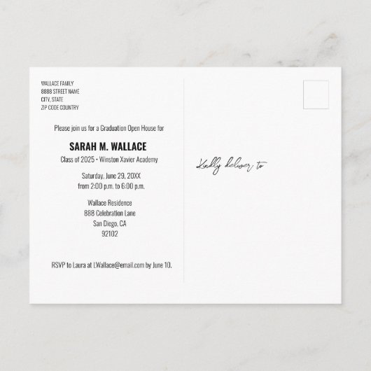 Modern Elegant Afstuderen Script Custom Photo Uitnodiging Briefkaart (Achterkant)