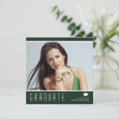 Modern Elegant Afstuderen Stijlvol Foto Groen Whit Aankondiging (Staand voorkant)