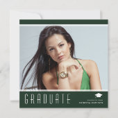 Modern Elegant Afstuderen Stijlvol Foto Groen Whit Aankondiging (Voorkant)