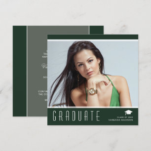 Modern Elegant Afstuderen Stijlvol Foto Groen Whit Aankondiging