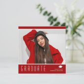 Modern Elegant Afstuderen stijlvol fotorood en wit Aankondiging (Staand voorkant)