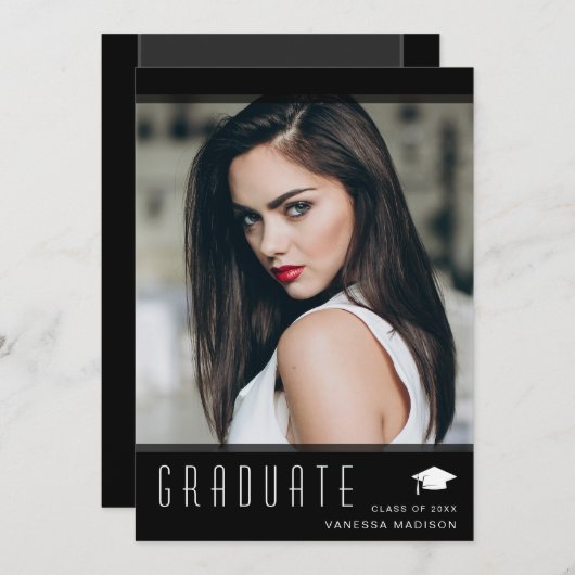 Modern Elegant Afstuderen stijlvolle foto Aankondiging (Voorkant / Achterkant)